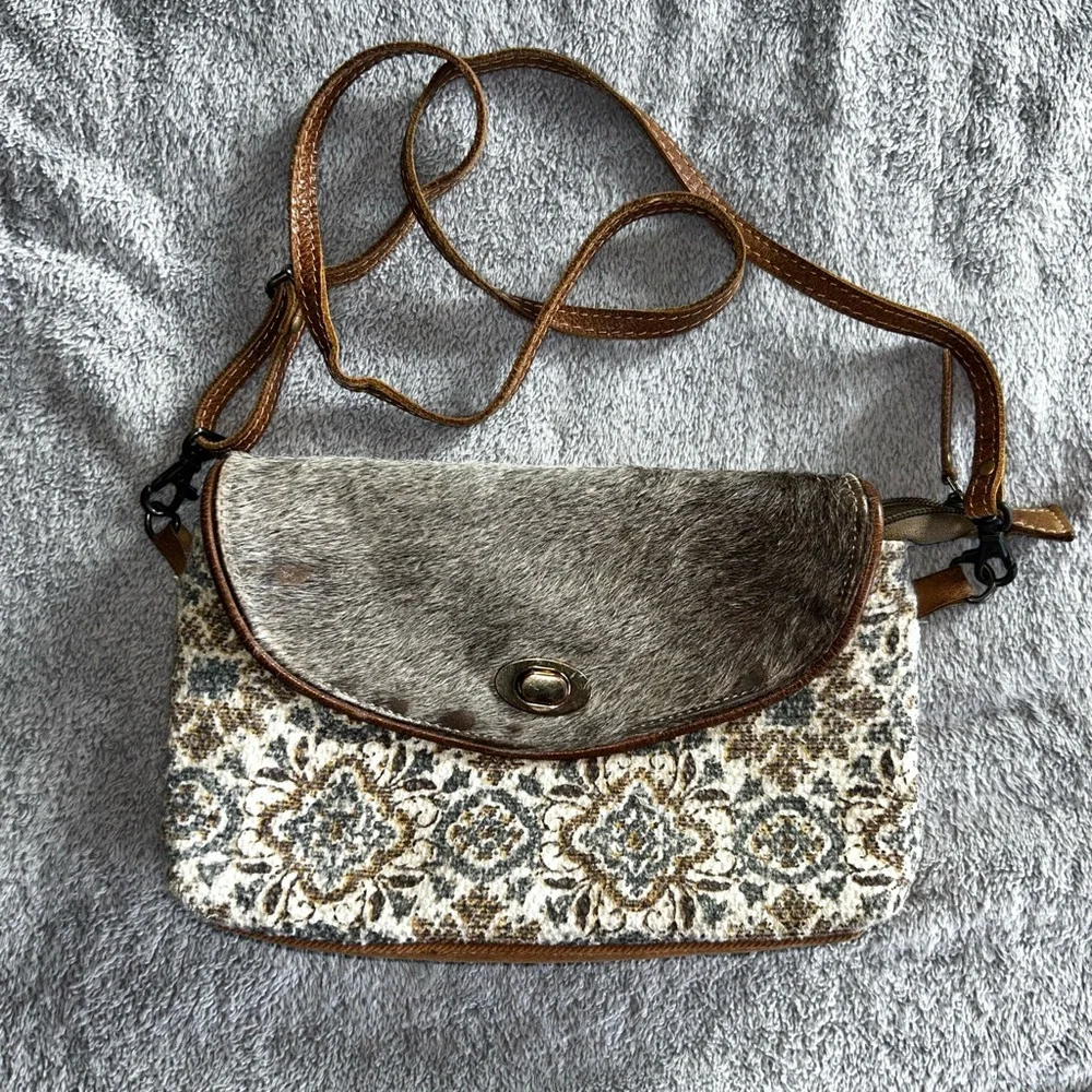 Myra Bag Brown and Cream Crossbody - Picture 1 of 6